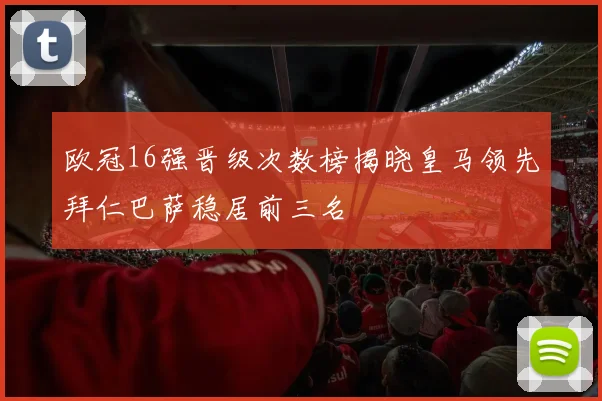 欧冠16强晋级次数榜揭晓皇马领先拜仁巴萨稳居前三名